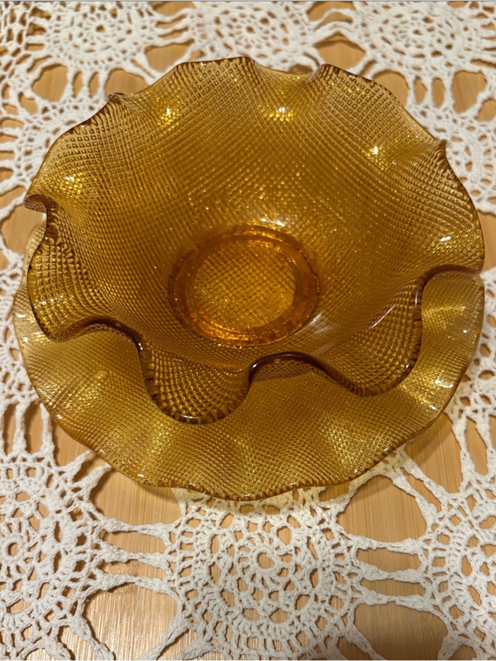 Vintage Amber Waffle Pattern Bowl & Plate – Colony / Indiana Glass